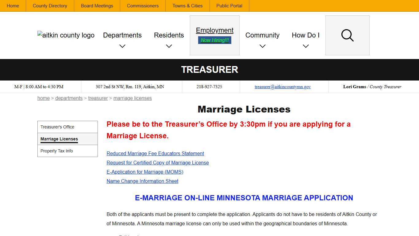 Marriage Licenses | Aitkin County, MN