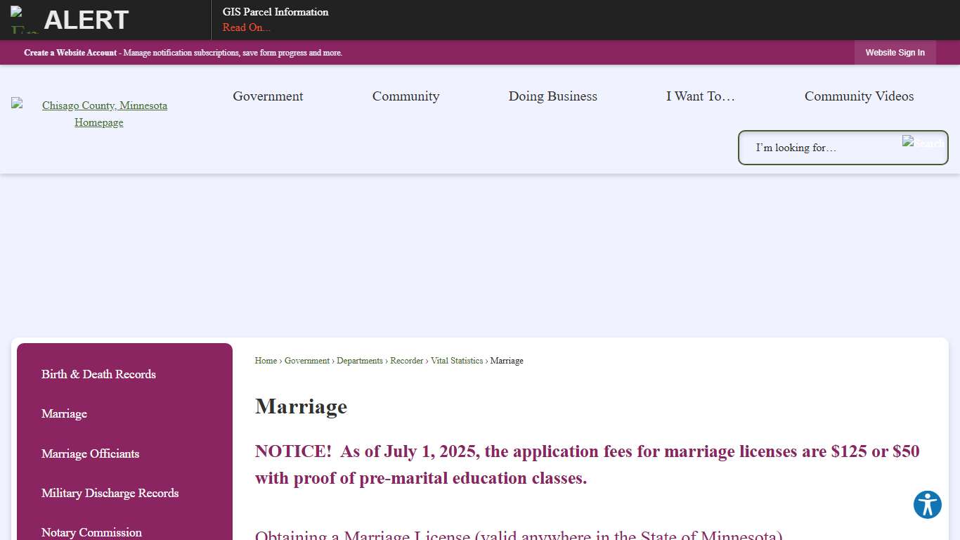 Marriage | Chisago County, MN - Official Website